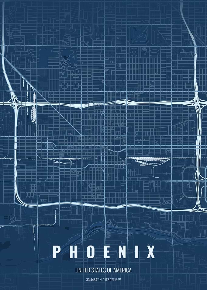 Phoenix Arizona City Map Print