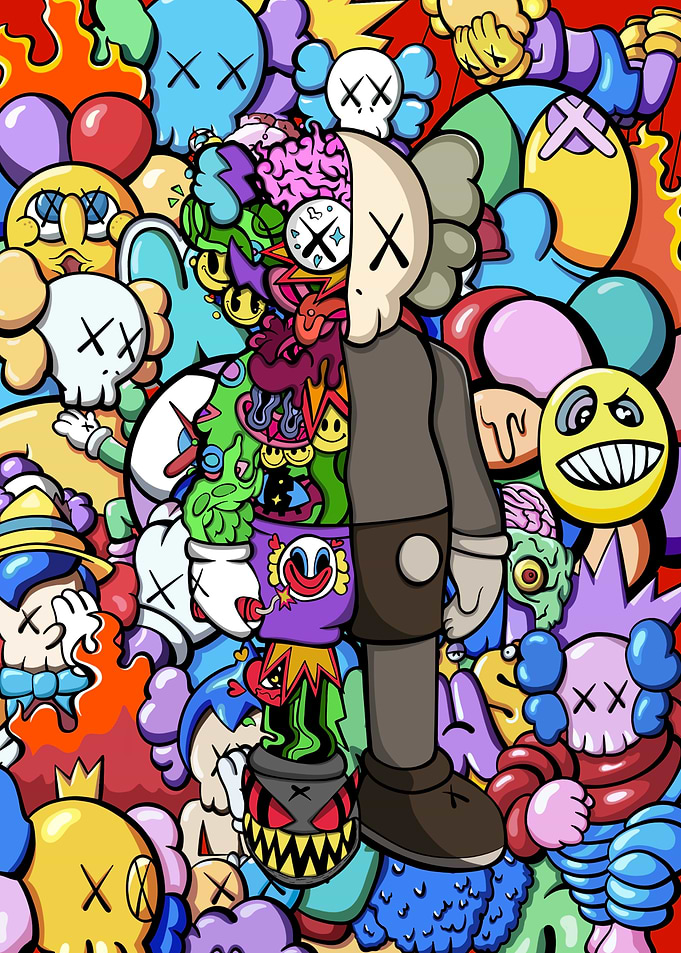 KAWS Dissected Character Pop Art Collage