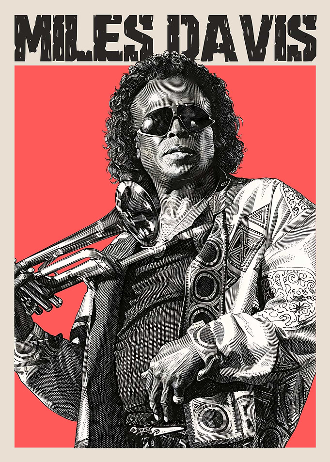 Miles Davis Jazz Portrait Poster