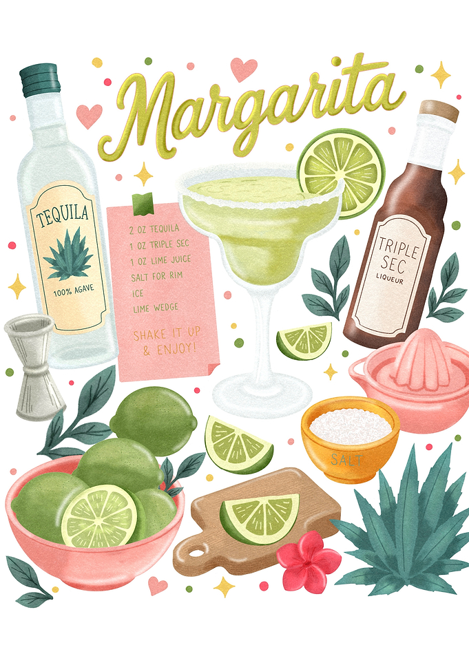 Margarita Cocktail Recipe Illustration