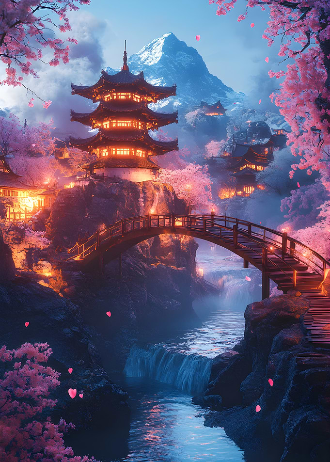 Enchanted Japanese Pagoda at Twilight