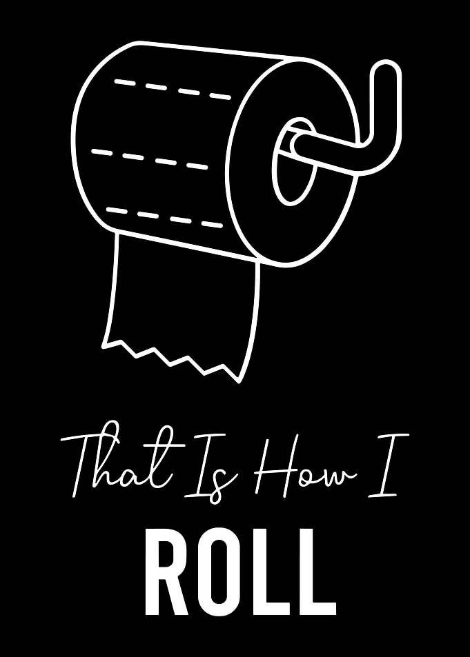 Funny Toilet Paper Roll Minimalist Wall Art | Modern Black and White Bathroom Poster