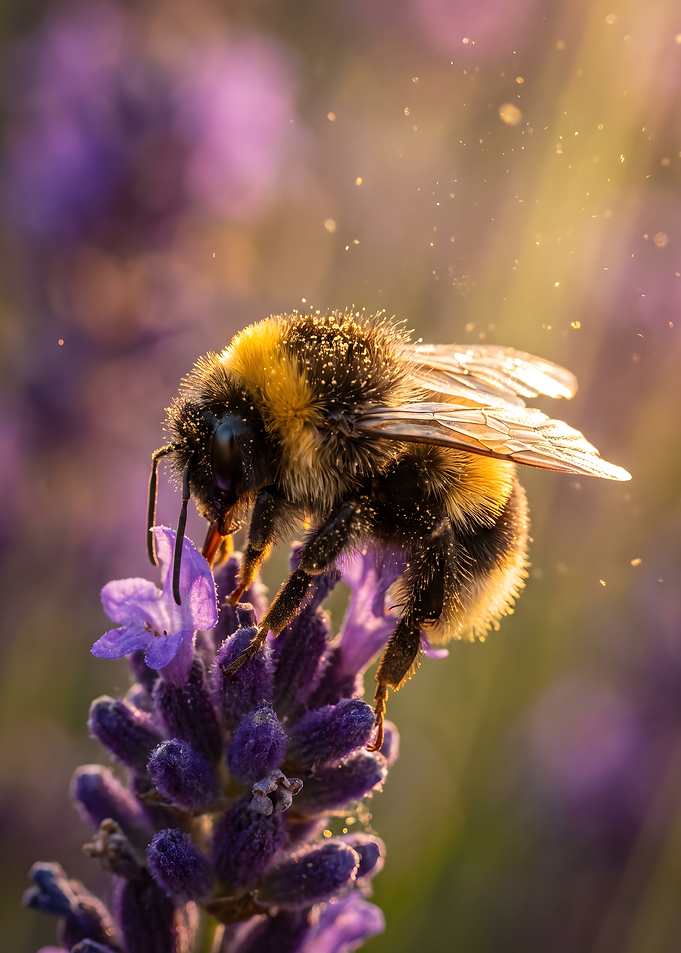 Bumblebee on Lavender at Sunset