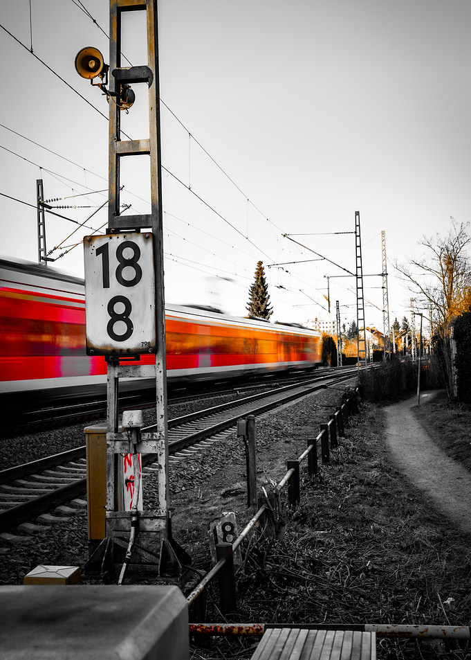 High Speed Train Passing Signal Post