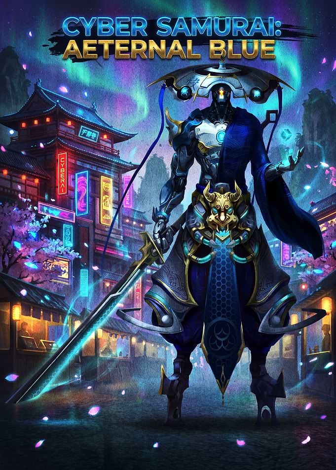 Cyber Samurai Aeternal Blue Poster