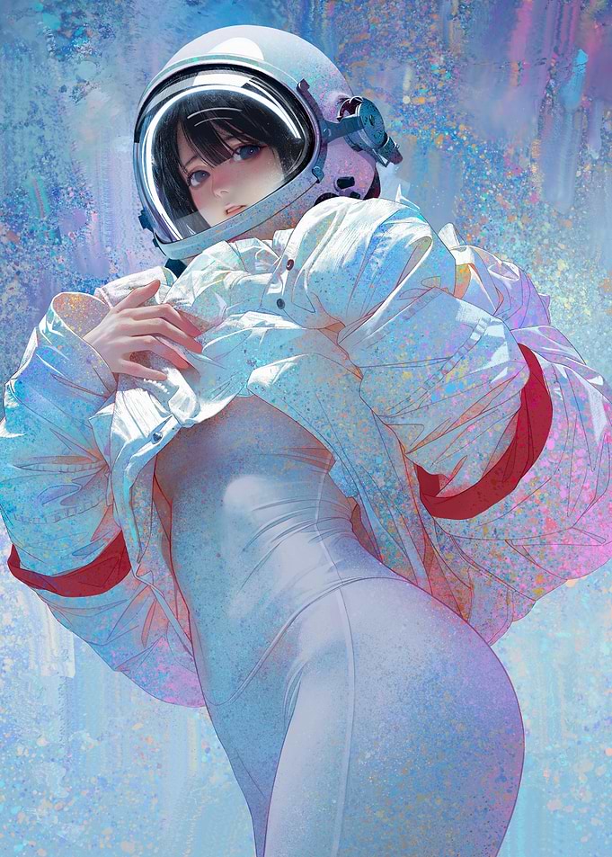 Anime Girl in Astronaut Suit