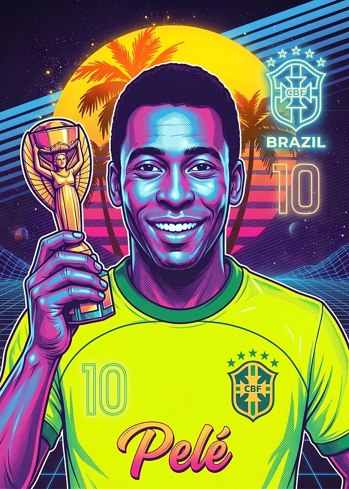 Pelé Synthwave Style Portrait