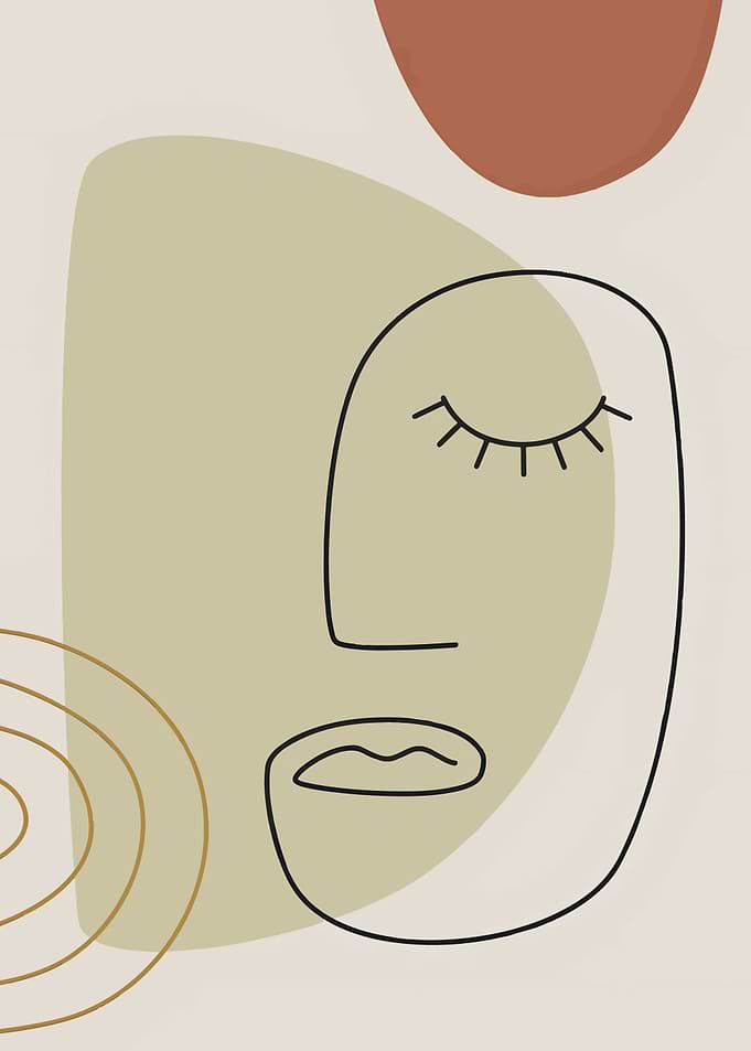 Minimalist Abstract Line Art Face