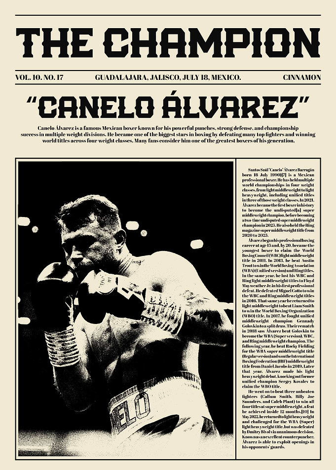 Canelo Alvarez Vintage Boxing Newspaper Poster