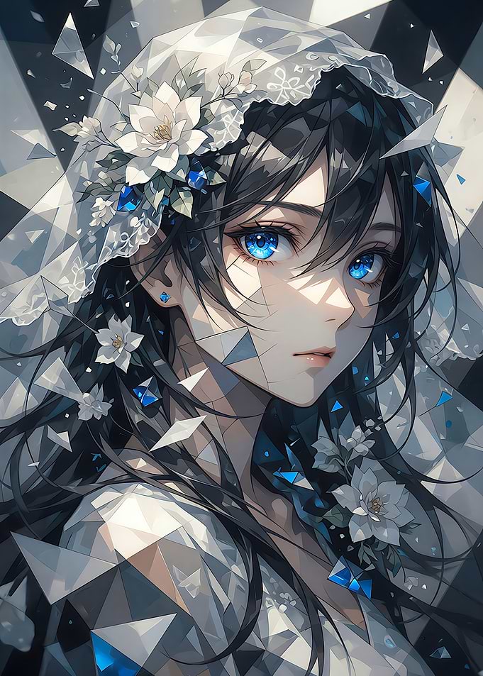 Anime Girl with Crystal Shards