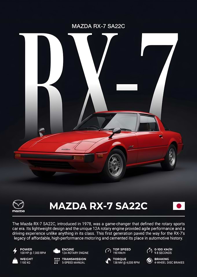Mazda RX-7 SA22C Automotive Poster