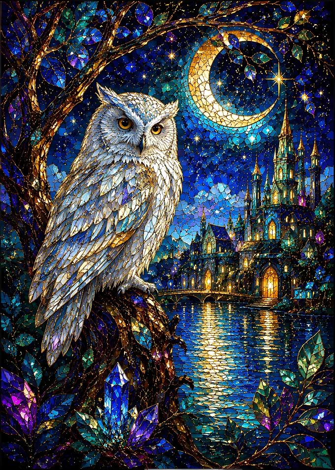Stained Glass Owl and Enchanted Castle