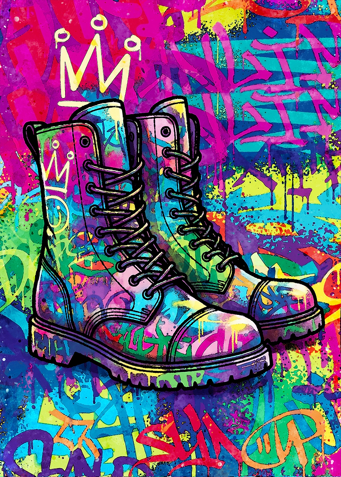 Graffiti Art Combat Boots