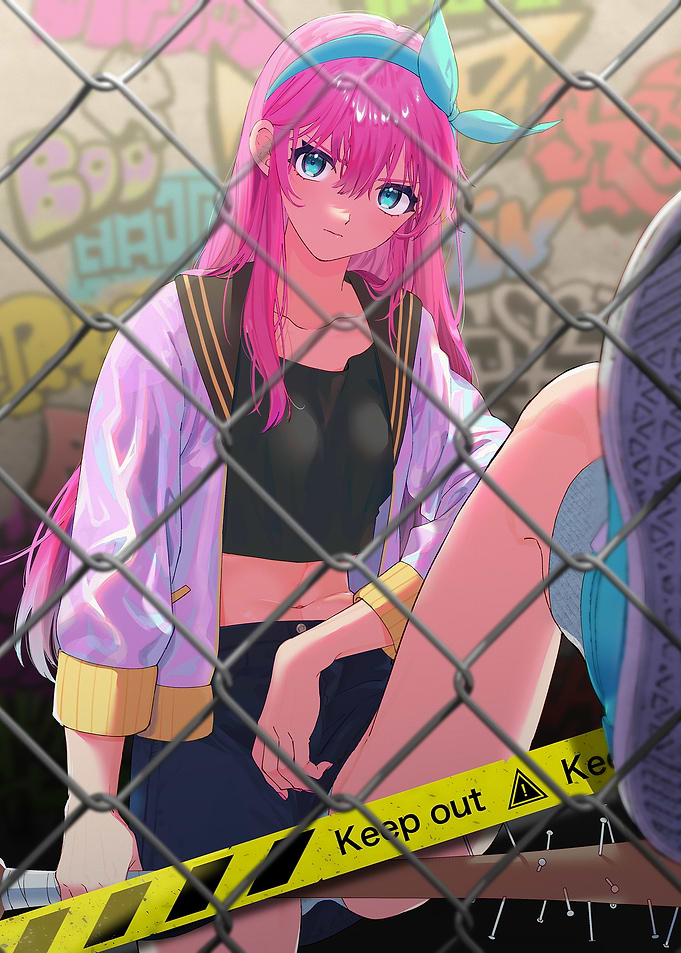 Aubrey from OMORI behind fence