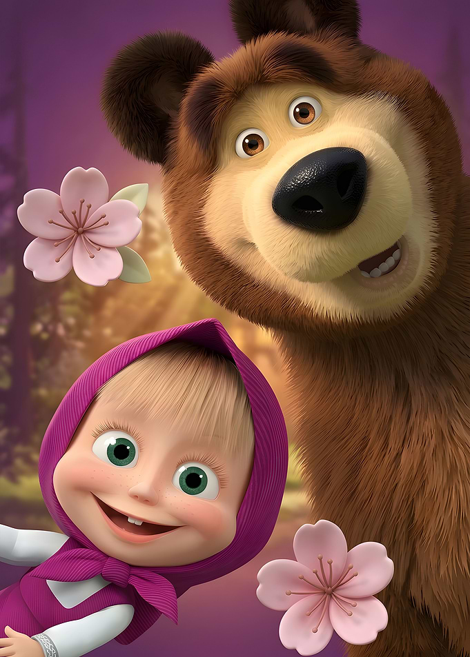 Masha and the Bear Spring Portrait