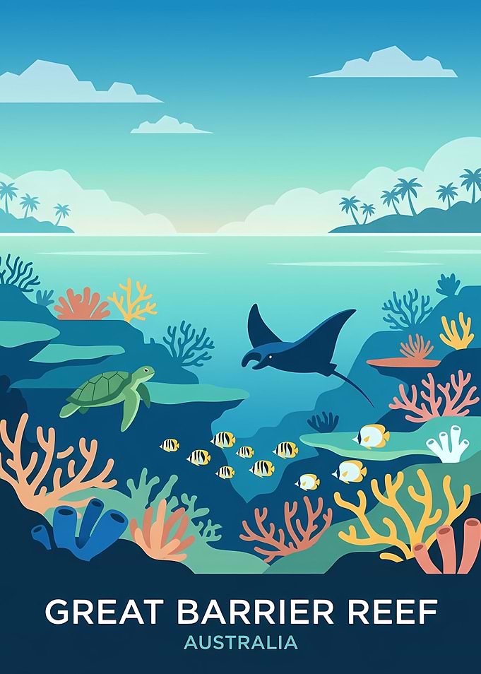 Great Barrier Reef Travel Poster