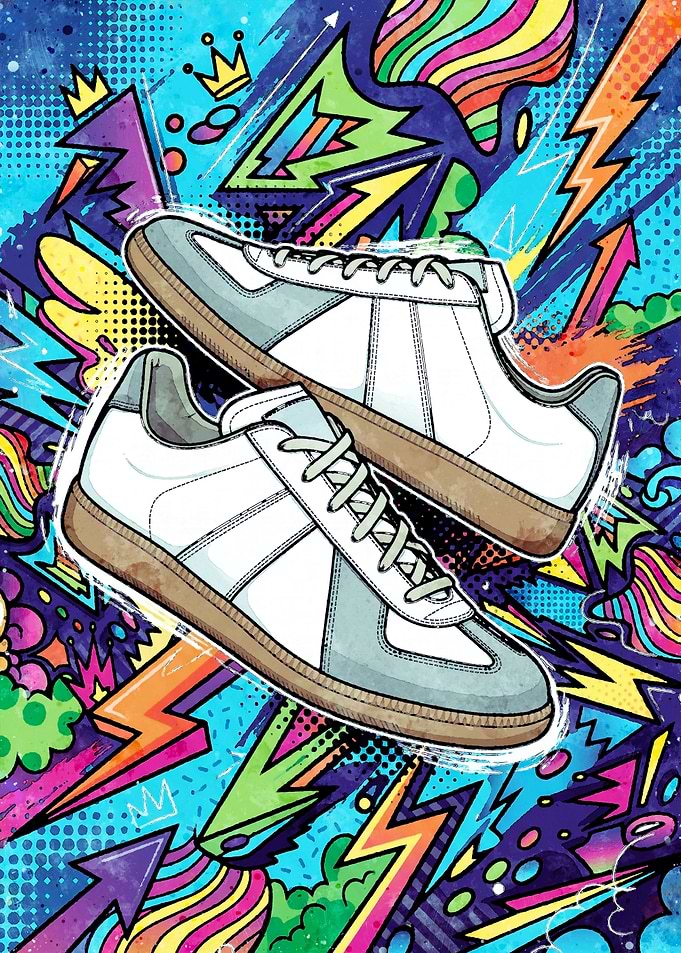 Vibrant Pop Art Sneaker Illustration