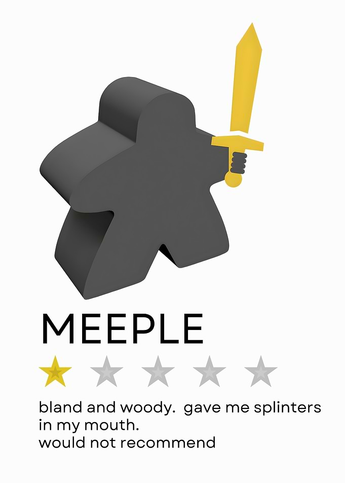 Funny One-Star Review Meeple Board Game Room Poster