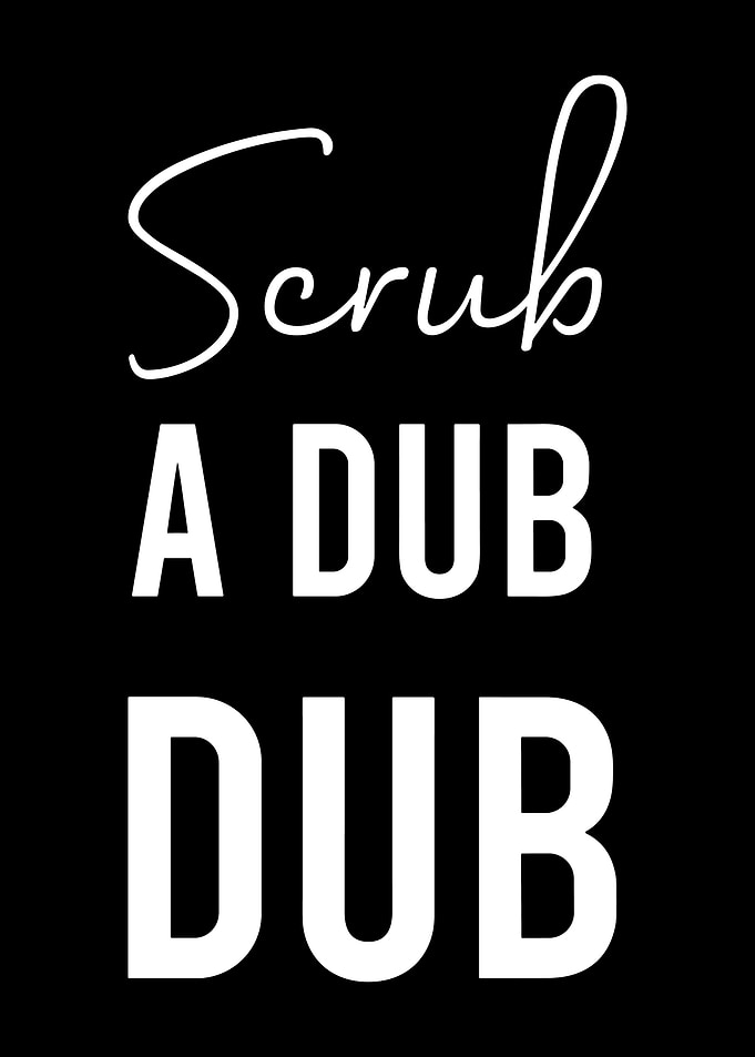 Scrub A Dub Dub Minimalist Typography Bathroom Wall Art Modern Black and White Poster
