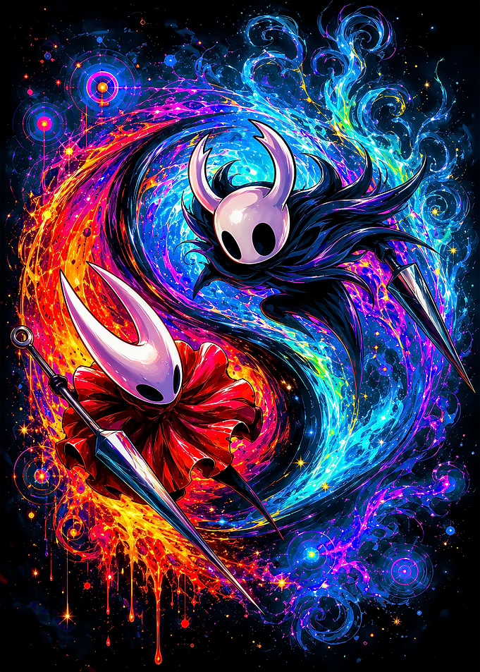 Hollow Knight and Hornet Cosmic Yin-Yang