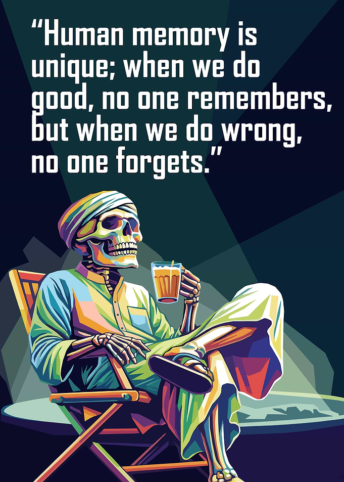 Skeleton Drinking Tea Inspirational Quote Poster