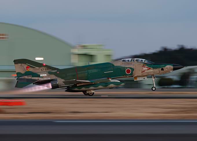 RF-4 Phantom Afterburner Takeoff at Dusk