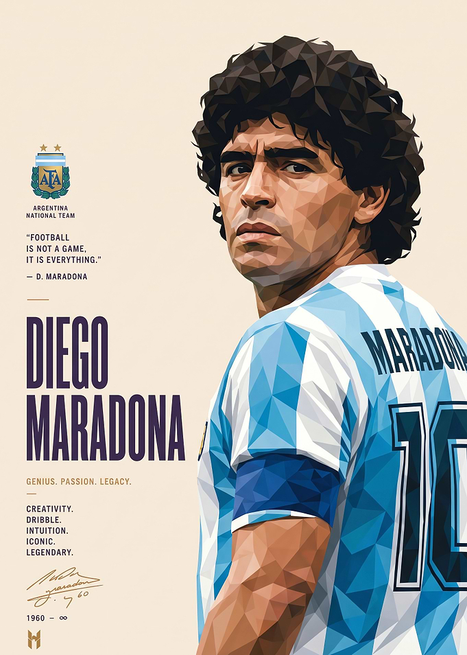 Diego Maradona Low Poly Poster