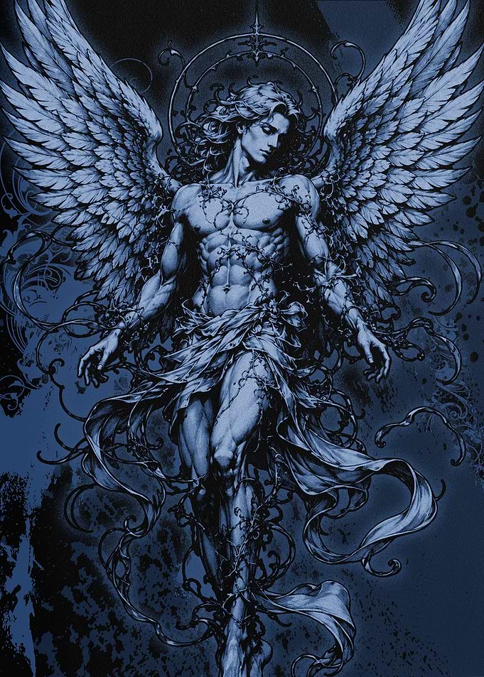 Dark Angelic Figure with Wings