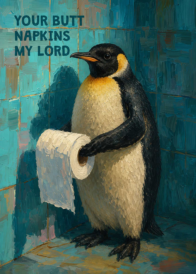 Penguin Offering Toilet Paper
