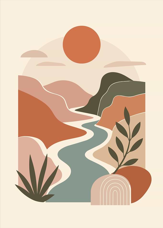 Boho Minimalist Landscape Art Nature
