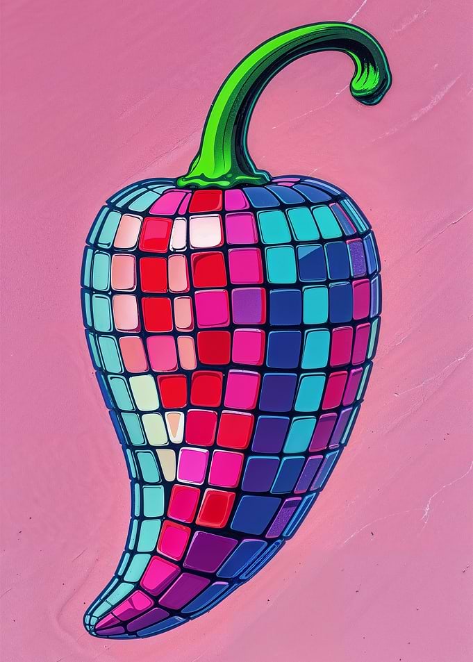 Disco Ball Chili Pepper Art