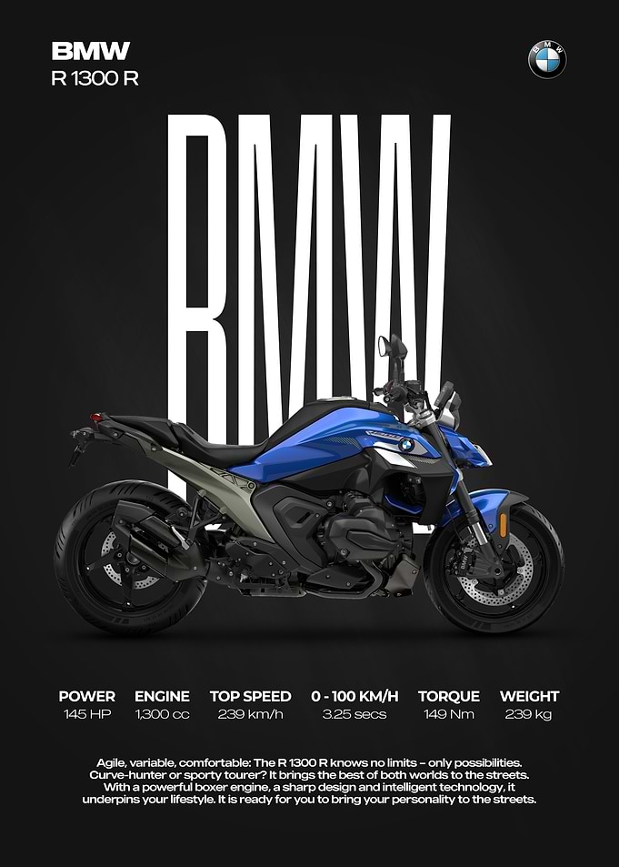 BMW R 1300 R Motorcycle Poster