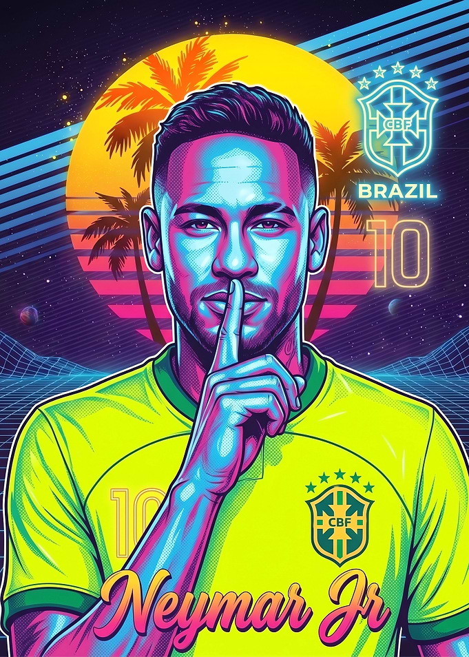 Neymar Jr Synthwave Style Portrait
