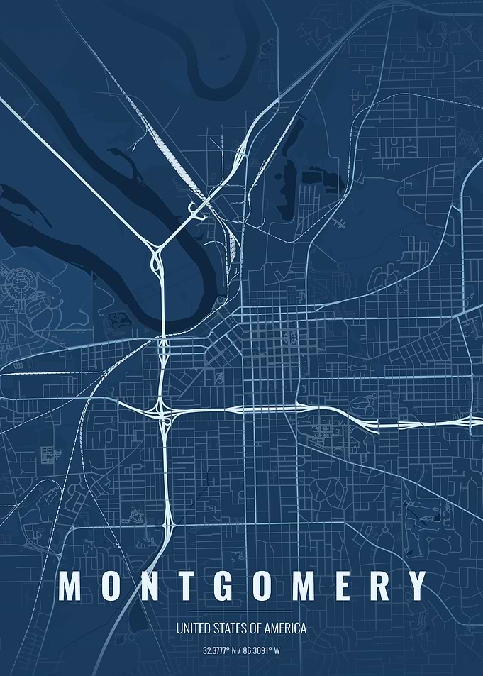 Montgomery Alabama City Map Poster