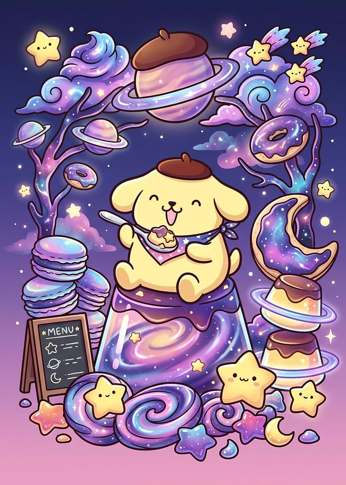 Pompompurin Cosmic Dessert Adventure