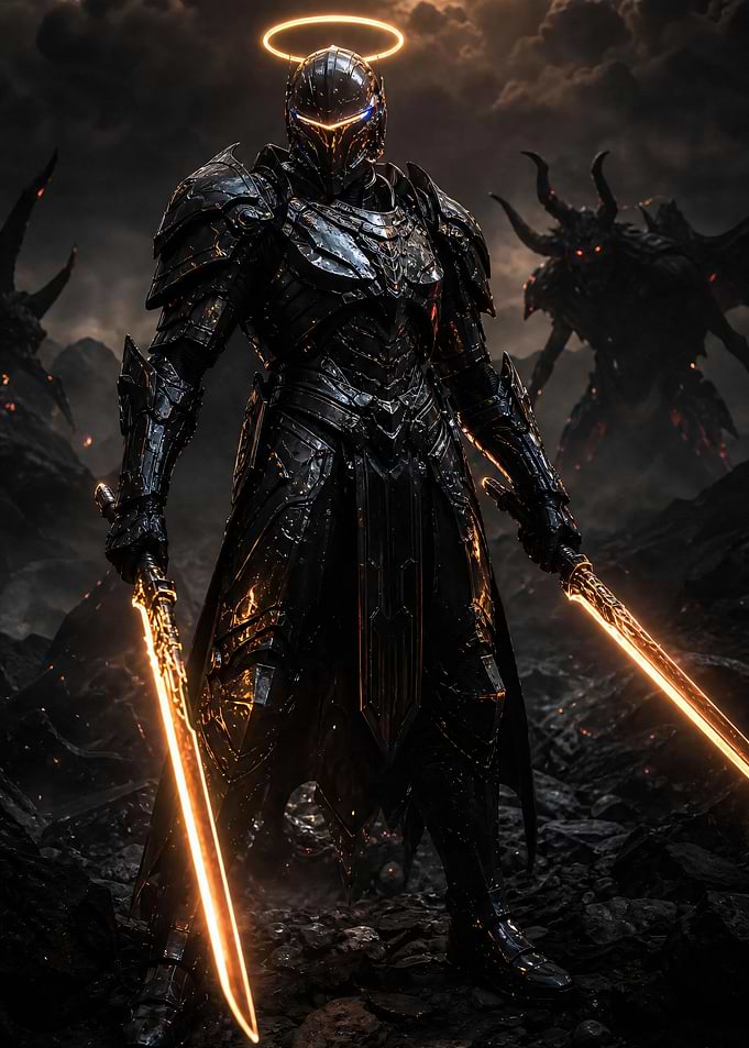 Dark Knight with Glowing Halo