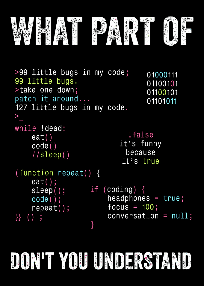 Funny Programmer Code Humor Typography Wall Art | Coding Decor Poster for Developers