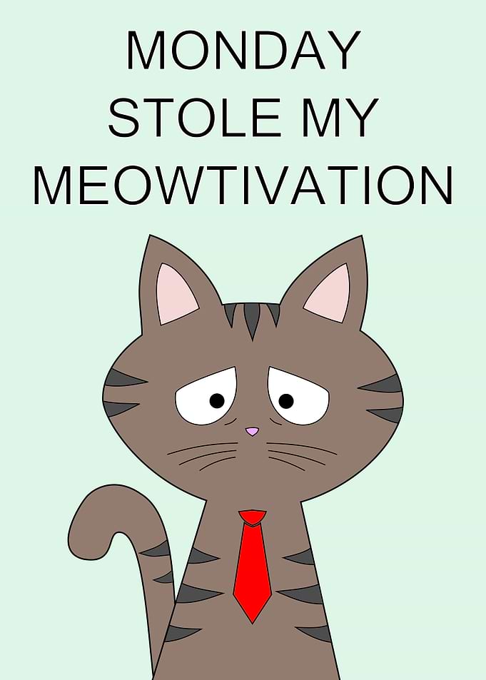 Monday Stole My Meowtivation Cat