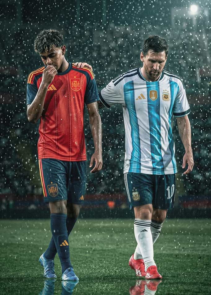Lionel Messi Comforting Lamine Yamal