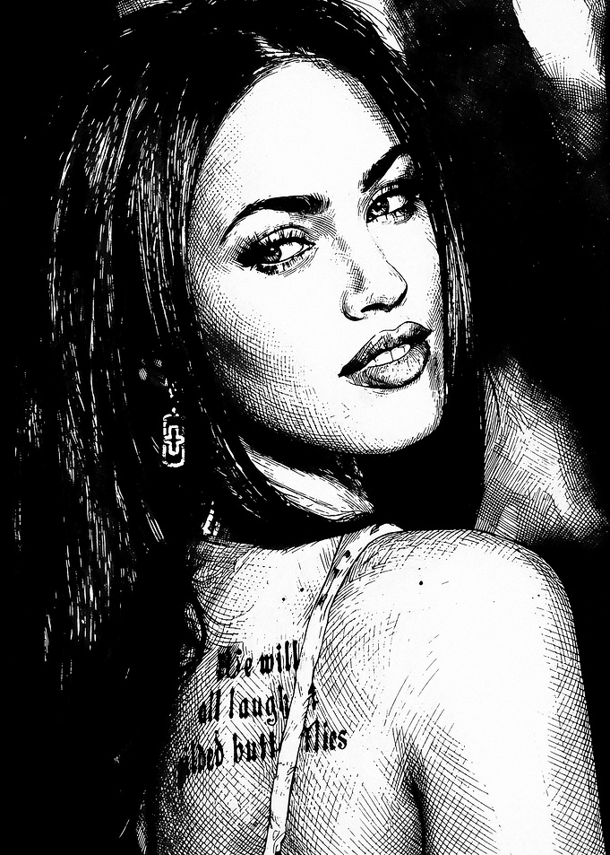 Megan Fox Ink Style Portrait