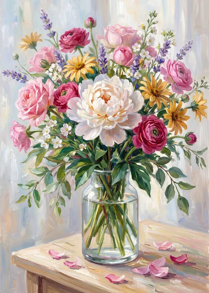 Oil Painting of Floral Bouquet