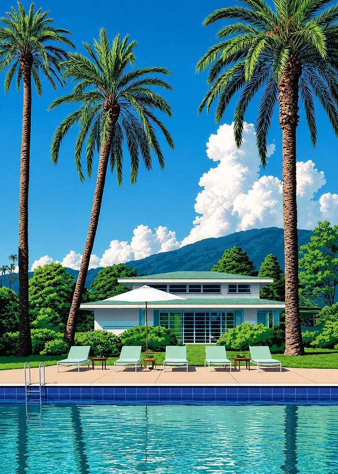 Tropical Poolside Villa Retreat Art