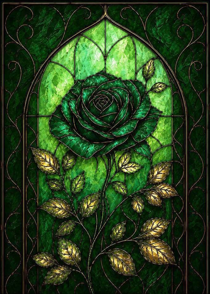 Emerald Stained Glass Rose