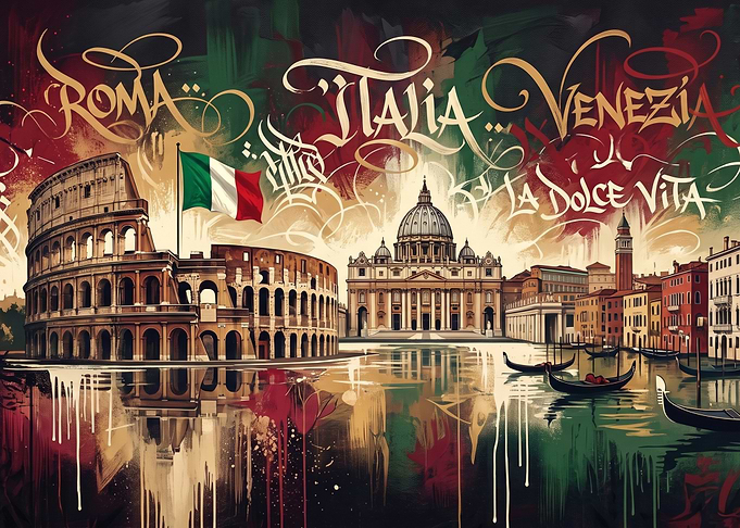 Italian Landmarks Artistic Collage