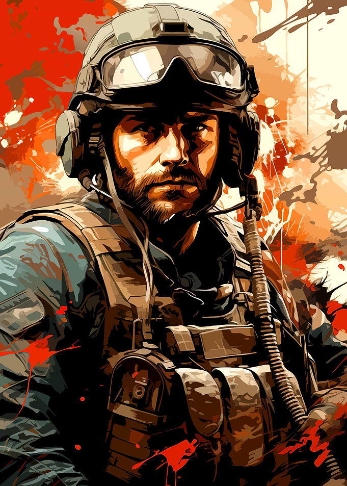 Modern Soldier Portrait Digital Art