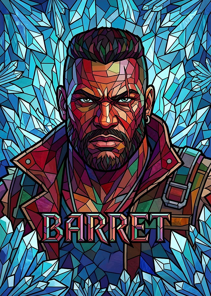Barret Wallace Stained Glass Portrait
