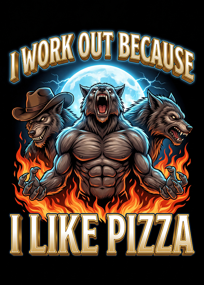 I Work Out Because I Like Pizza Werewolf Gym