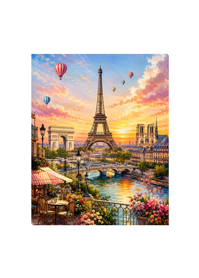 Parisian Sunset with Eiffel Tower