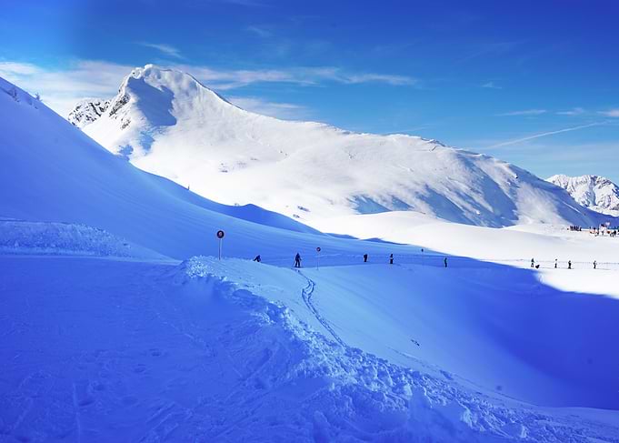 Sunny Snowy Mountain Ski Slope
