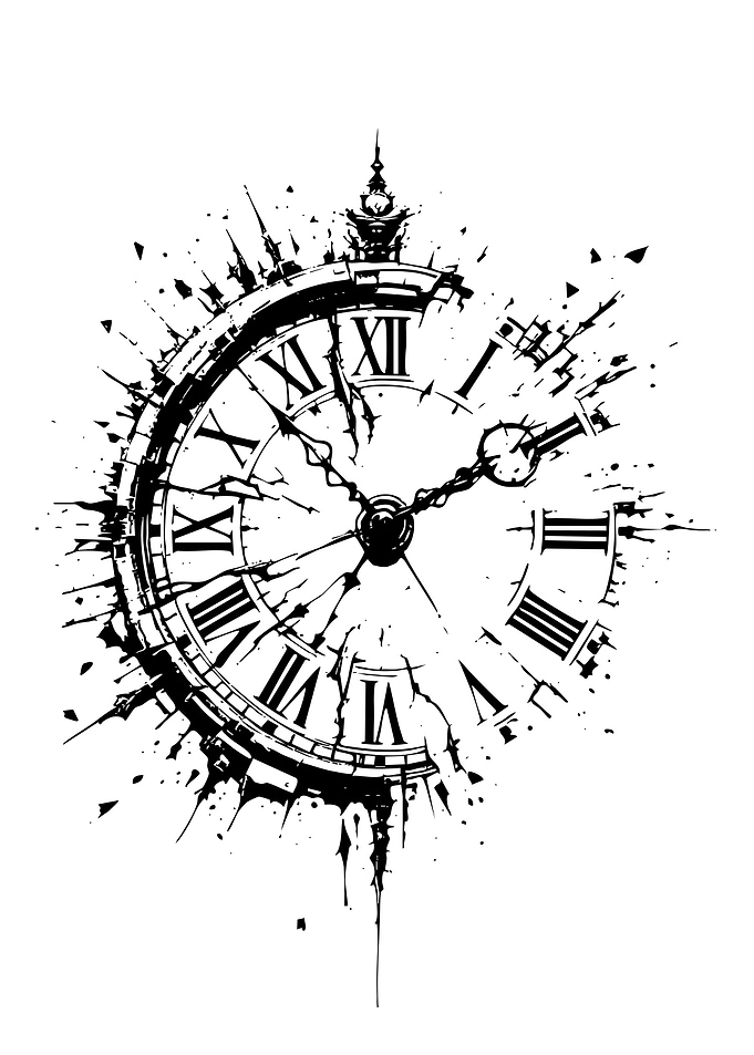 Shattered Roman Numeral Clock Design